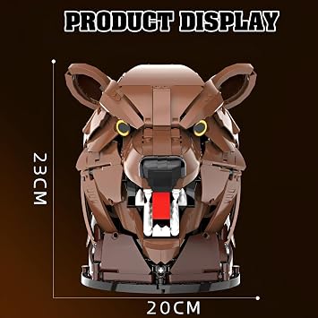 Bear Head Building Block Set - 1006PCS Mountable Animal Sculpture Bricks Kit, Wildlife Wall Decor, STEM Education Toy, Creative Gift for Adult, Kid Age 8+