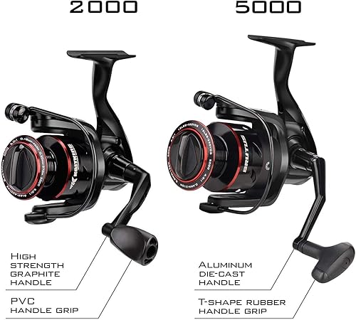 Miniatura 5 de KastKing Brutus Spinning Reel, Freshwater Spinning Fishing Reels, Graphite Frame, CNC Aluminum Spool, 5.2:1 Gear Ratio, 4+1 Ball Bearings