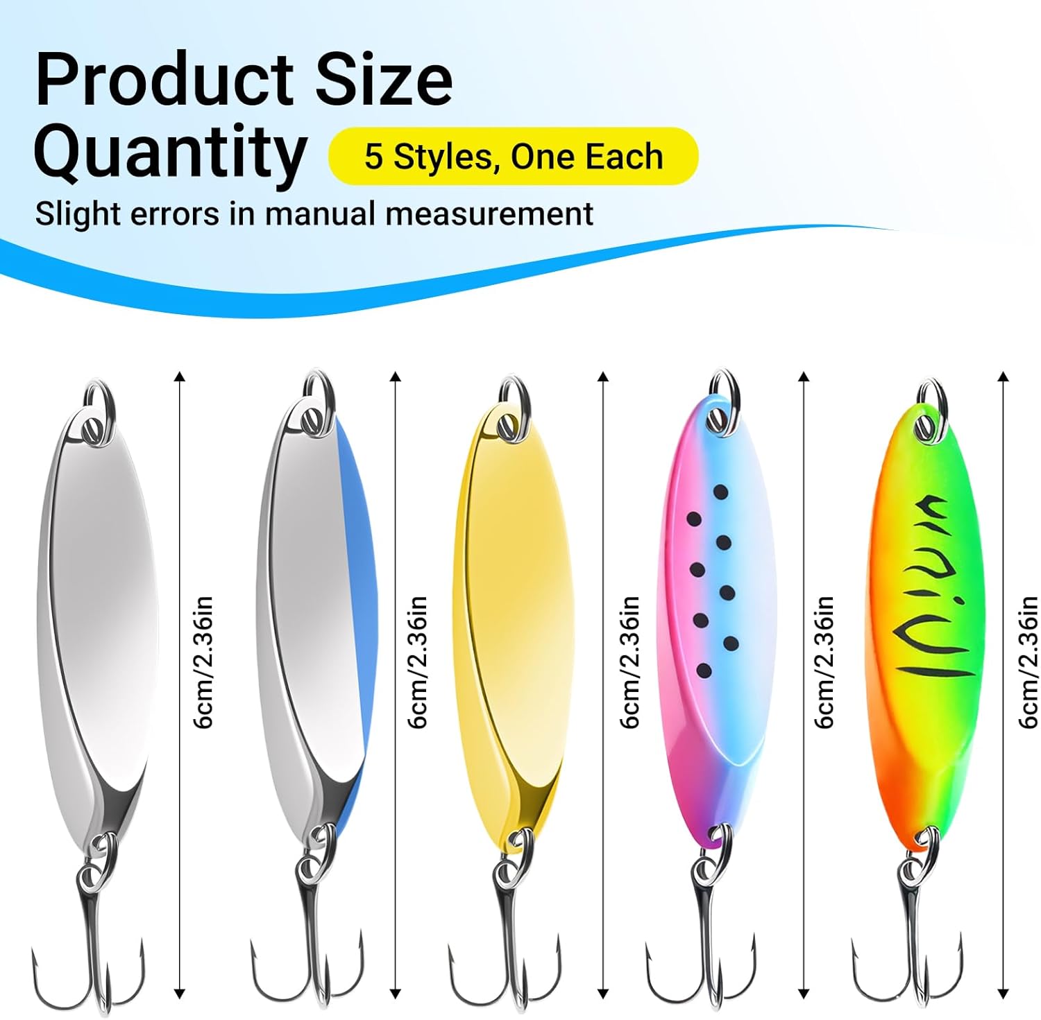 Fishing Jig Spoons Lure Set, 5pcs/25pcs Hard Metal Spinner Baits Spoon Premium Durable Treble Hooks for Bass Salmon Trout Lures Saltwater & Freshwater (5g/7g/10g/15g/20g/21g)