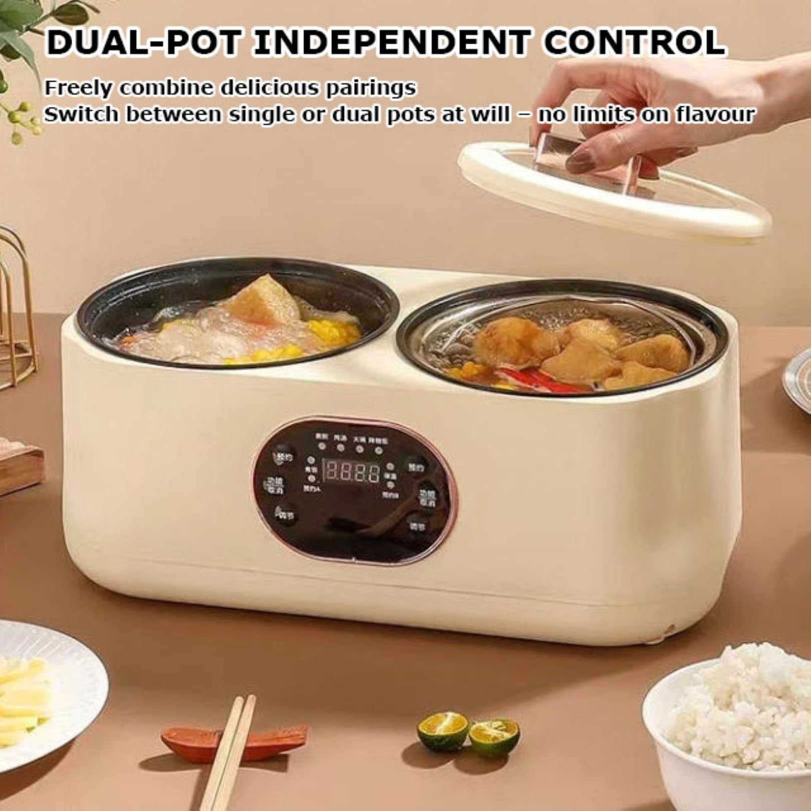 Générique Cuiseur à Riz Multifonction mijoteuse avec écran Tactile Intelligent, capacité de 3,6 L, réservation 24 h et Maintien au Chaud 8 h