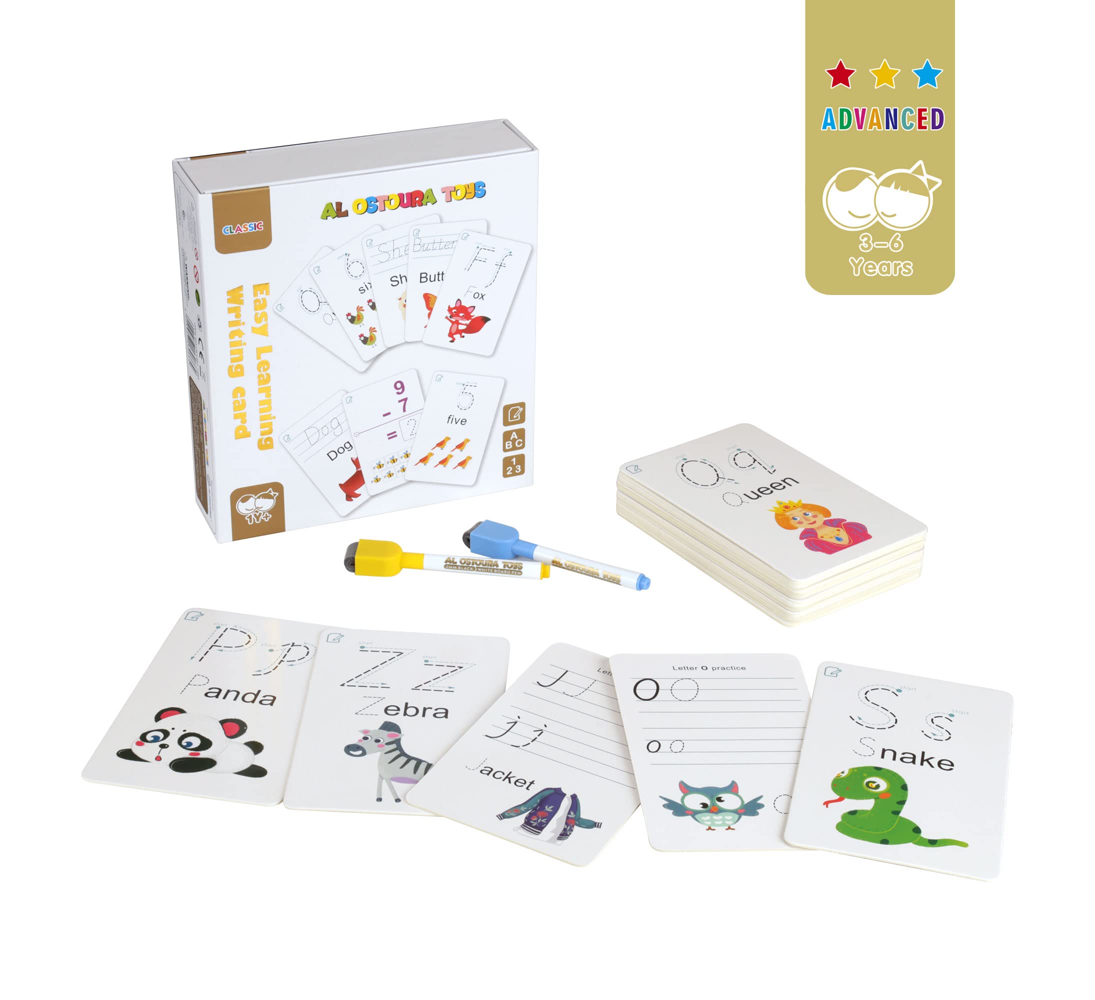 Al Ostoura Toys Handwriting-Alphapet Activity Flash Cards Learning Write & Wipe