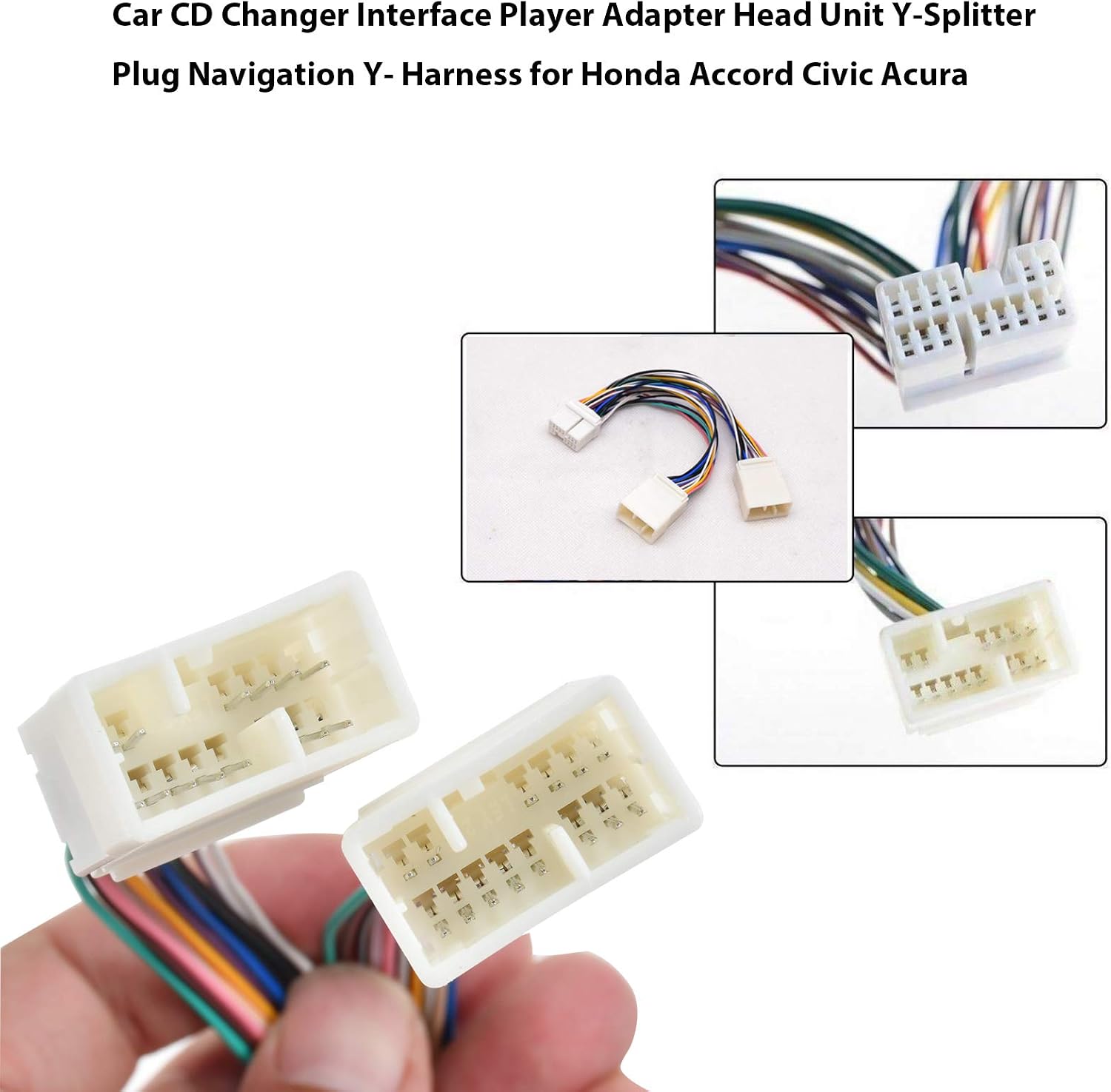RED WOLF Car CD Changer Interface Player Adapter Head Unit Stereo Y-Splitter Cable Plug Navigation Y- Wiring Harness Replacement for Honda Accord Civic Acura