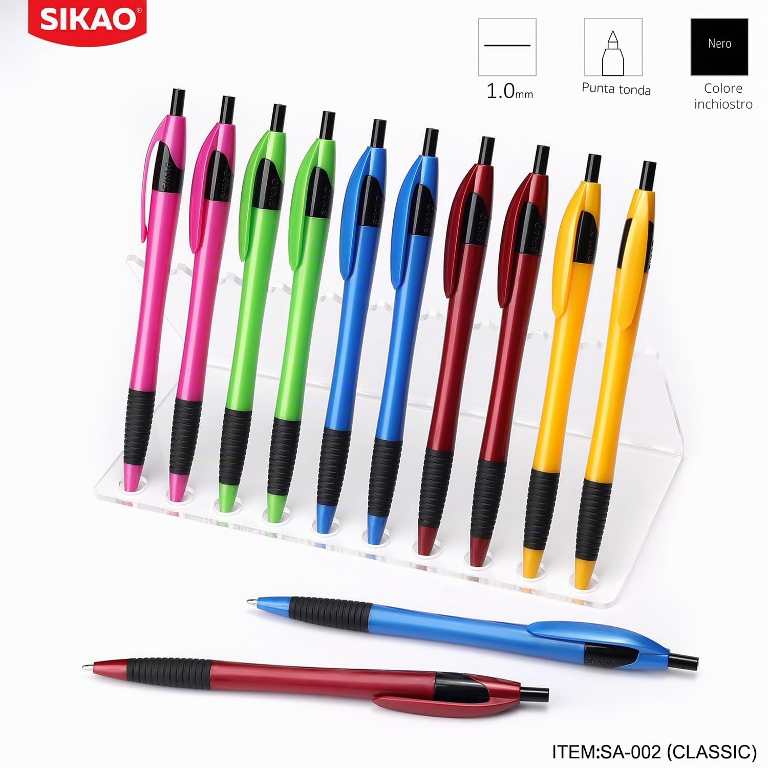 Penne, 60 Pezzi Gripped Slimster Penne Nere, Penne a scatto Punto Medio 1.0mm, Penne a Sfera con Scrittura Fluida per Scuola e Ufficio (Inchiostro Nero)