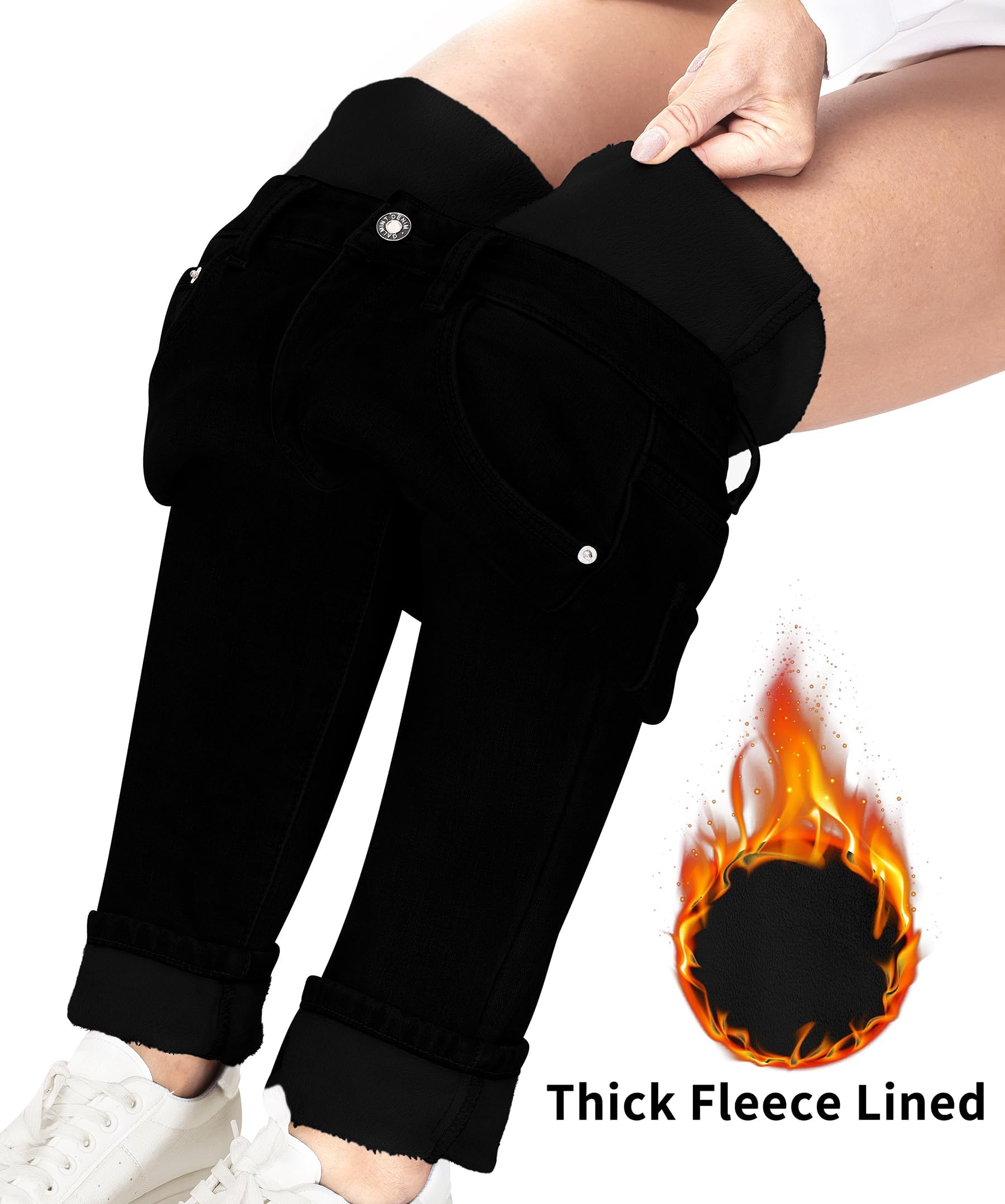 Jean Polaire Femme Hiver Pantalon Chaud Stretch Thermique Skinny Confortable Pantalon Denim Épais Mode