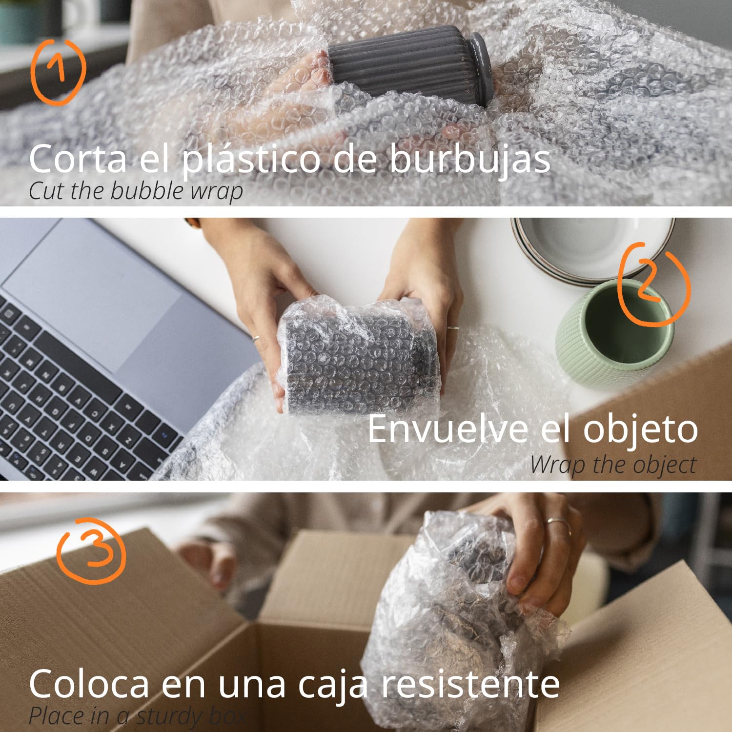 Cinta Adhesiva, Film Transparente y Rollo Burbujas para Embalaje de Cajas y Muebles, Kit de Embalaje Completo, Protección ideal para Envíos y Mudanzas - Ofituria (Kit Total)