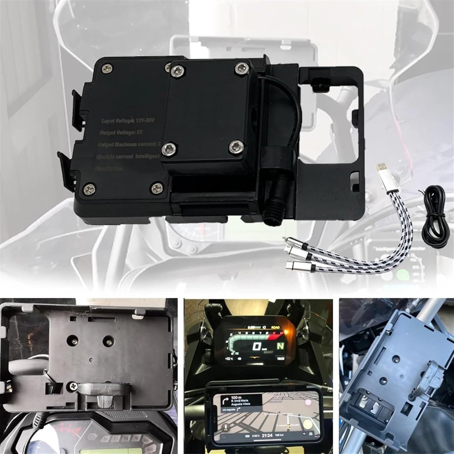 バイク クランプバー CRF1000L用アフリカ用ツインCRF1000L 2016 USB携帯電話バーケットオートバイ充電器ナビゲー