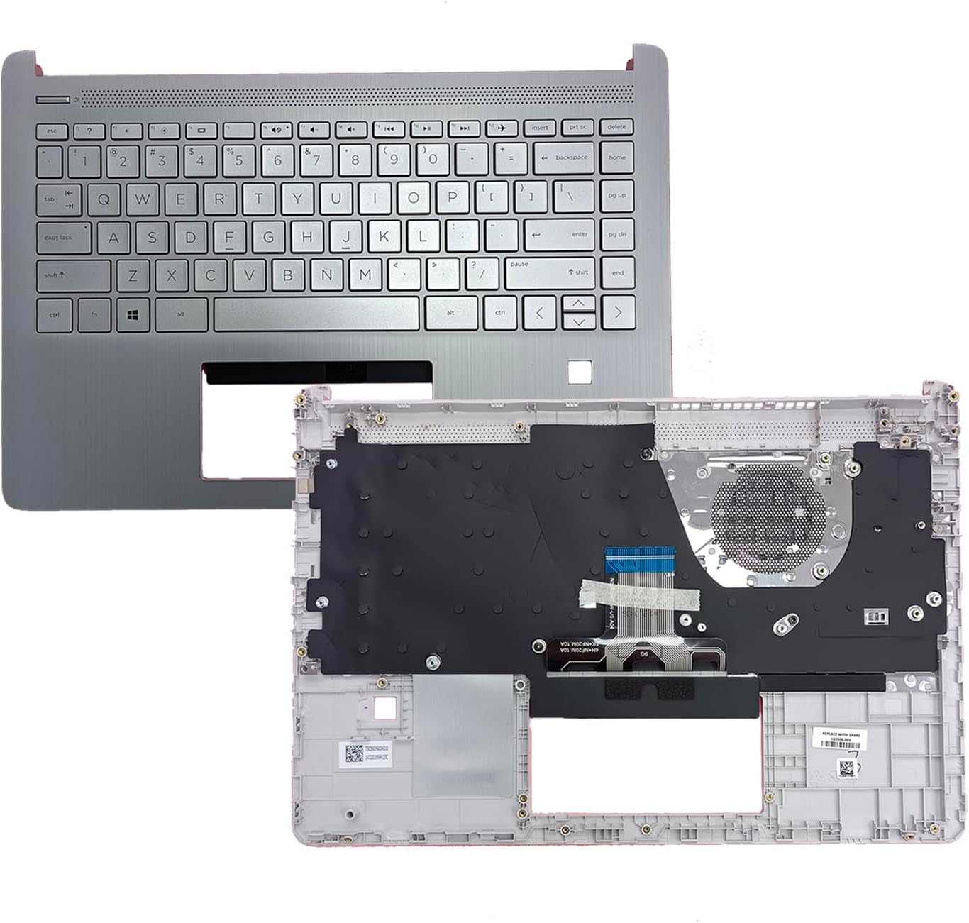 Replacement Upper Case Palmrest for HP Pavilion X360 14-DQ Series Laptop Non-Backlight Keyboard Assembly with with Fingerprint Hole L61506-001