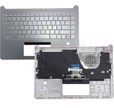 Replacement Upper Case Palmrest for HP Pavilion X360 14-DQ Series Laptop Non-Backlight Keyboard Assembly with with Fingerprint Hole L61506-001