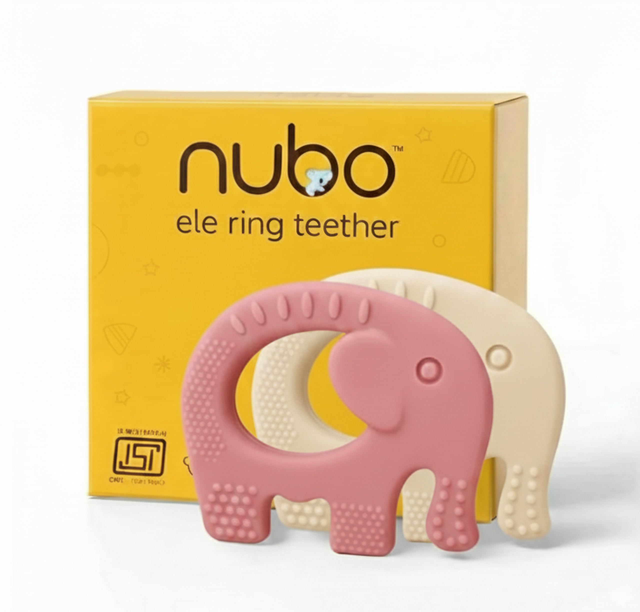 Nubokind Silicone Baby Teether Ring Set | BIS Certified Multi-Textured Soft Newborn Chew Toy | for 3, 6, 9, 12 Months + BPA Free Teether | Molar Relief Easy Grip | Safe Made in India | Pack of 2-image-48
