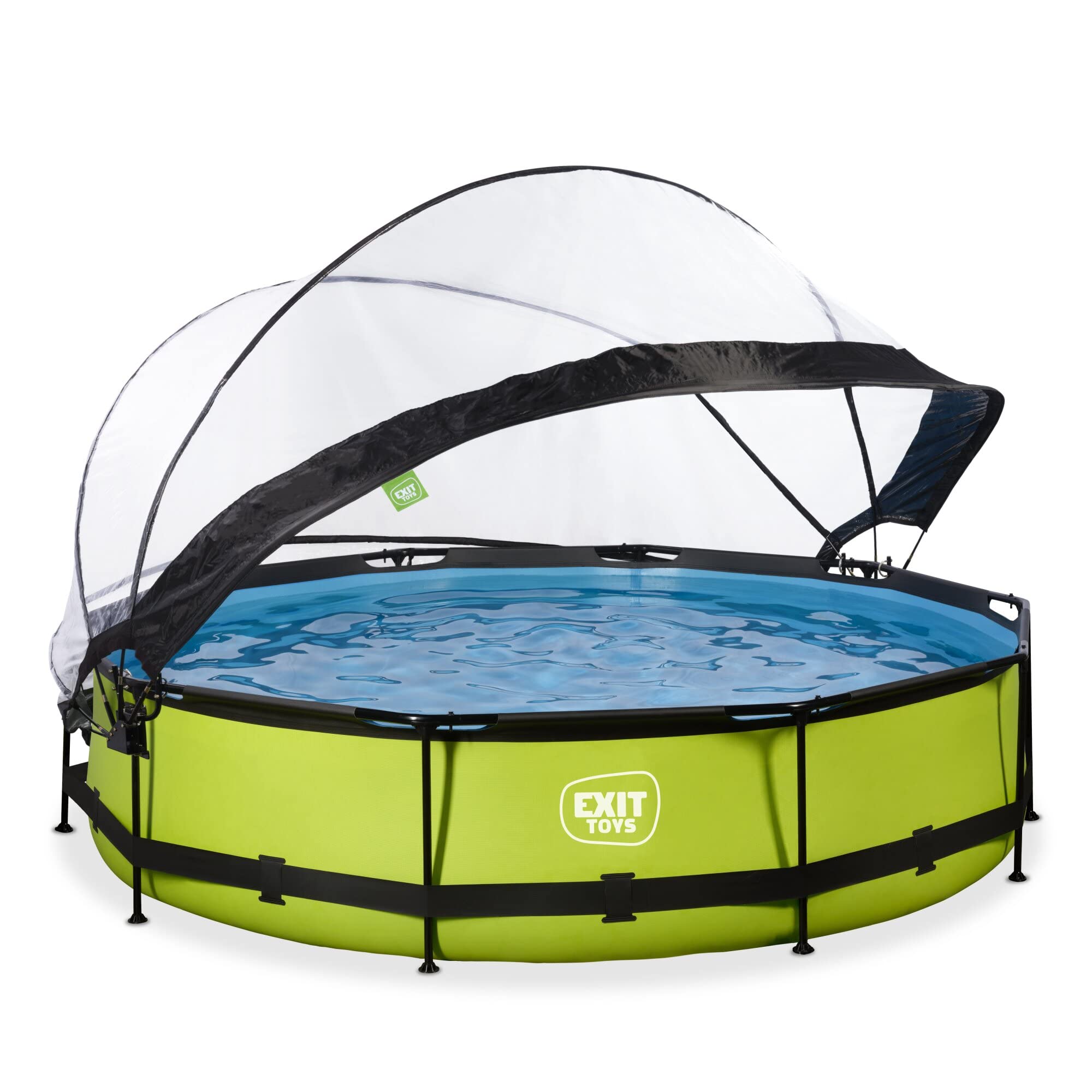 EXIT Toys Lime Pool con Cubierta Multifuncional - ø360x76cm - Piscina de Marco Redondo con Bomba de Filtro de Cartucho - Fácil Acceso - Marco Robusto - para Agua Limpia y Cálida - Verde