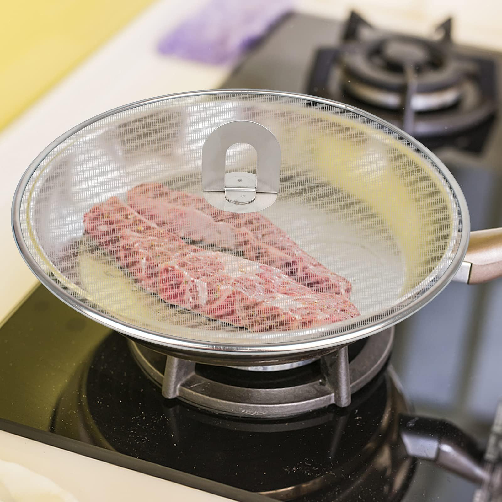 Set 3 Paraspruzzi In Acciaio Inox Per Pentole - Con Maniglia Pieghevole, Per Diametri 25, 29 E 33 Cm - Foto 5