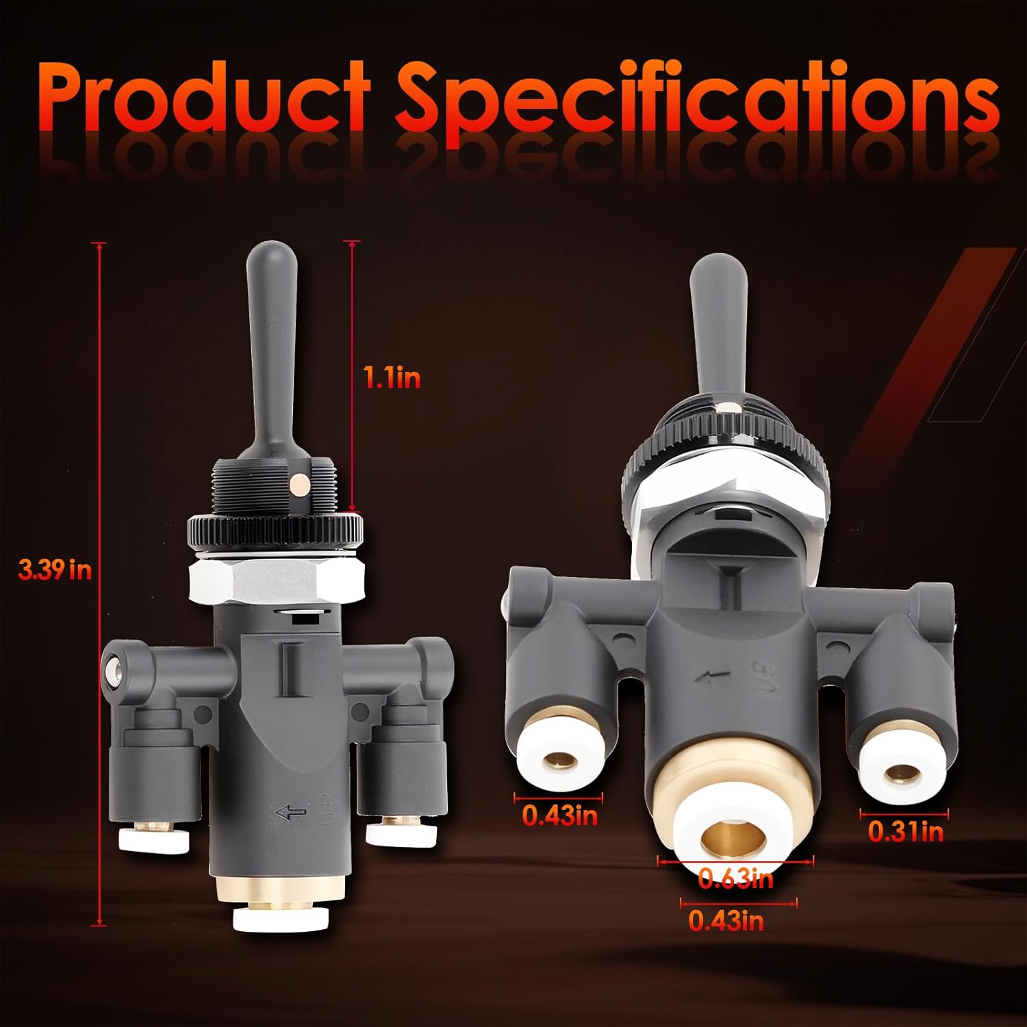 818-0007-000 Air Window Toggle Valve Switch Compatible for Peterbilt 379 & Kenworth – 1/4'' Control Interface