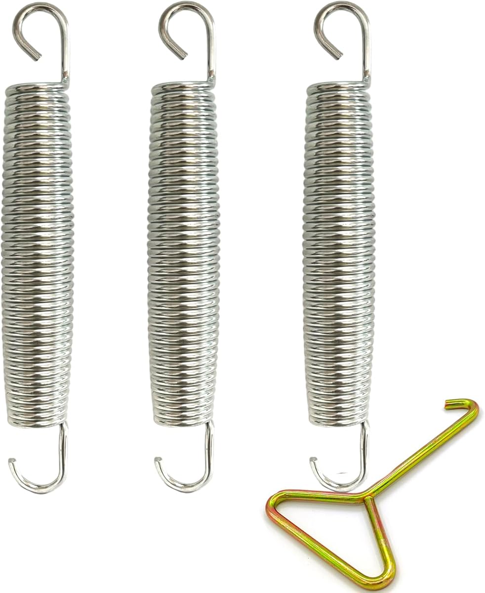 3PCS Trampoline Springs 7 inch Heavy Duty Replacement Trampoline Springs with Hook 3.2MM Wire Diameter Stainless Steel Trampoline Parts Sliver