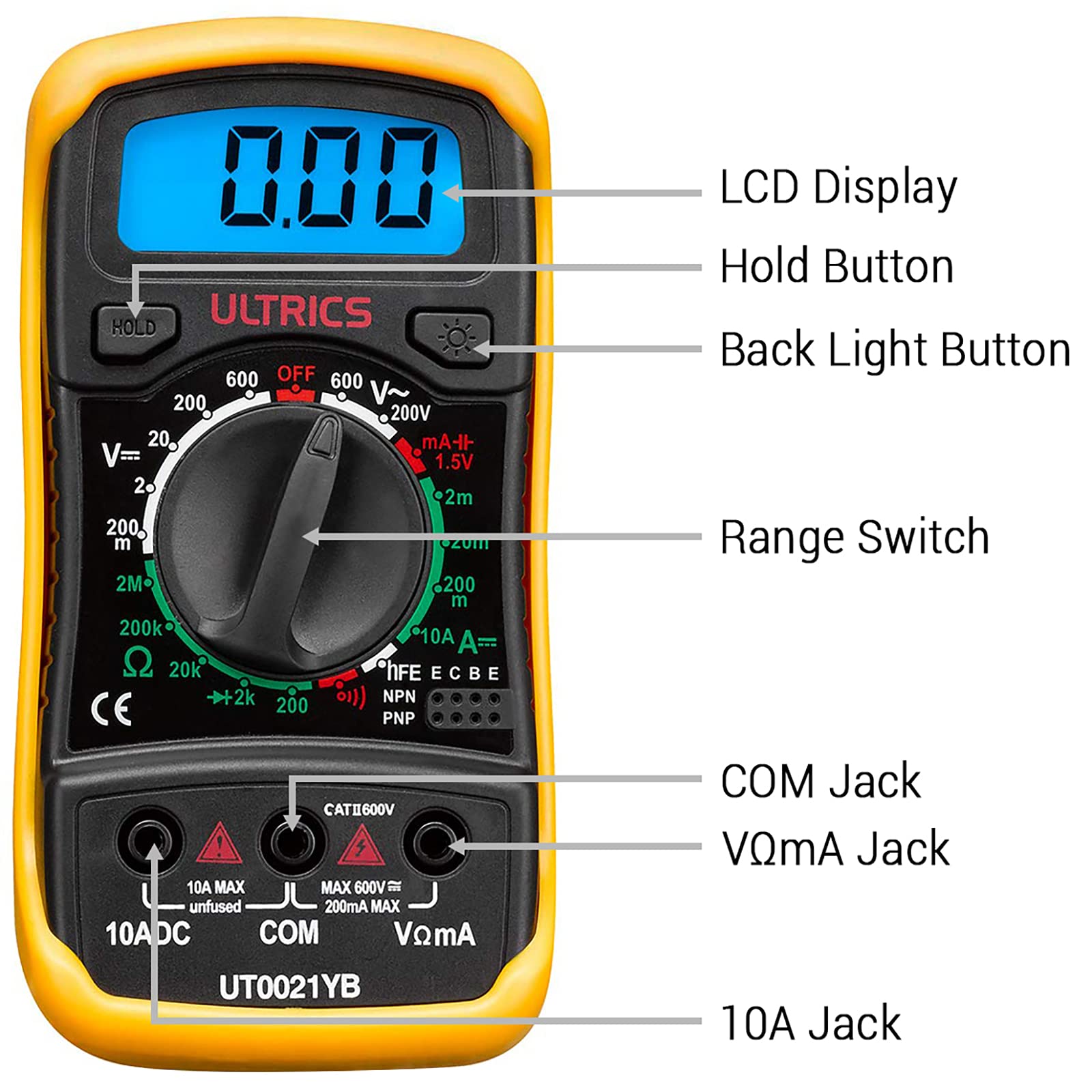 ULTRICS Digital Multimeter, Voltmeter Ammeter Ohmmeter Circuit Checker