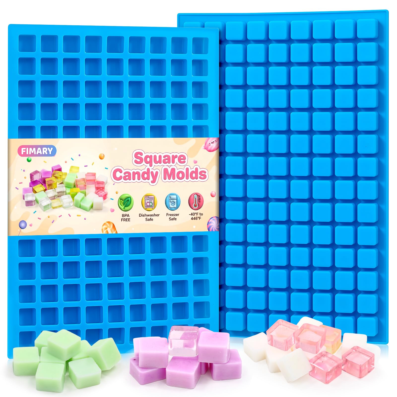 Square Silicone Candy Molds - Mini Silicone Molds for Hard Candy, Chocolate, Gummy, Caramel, Ganache, Ice Cubes