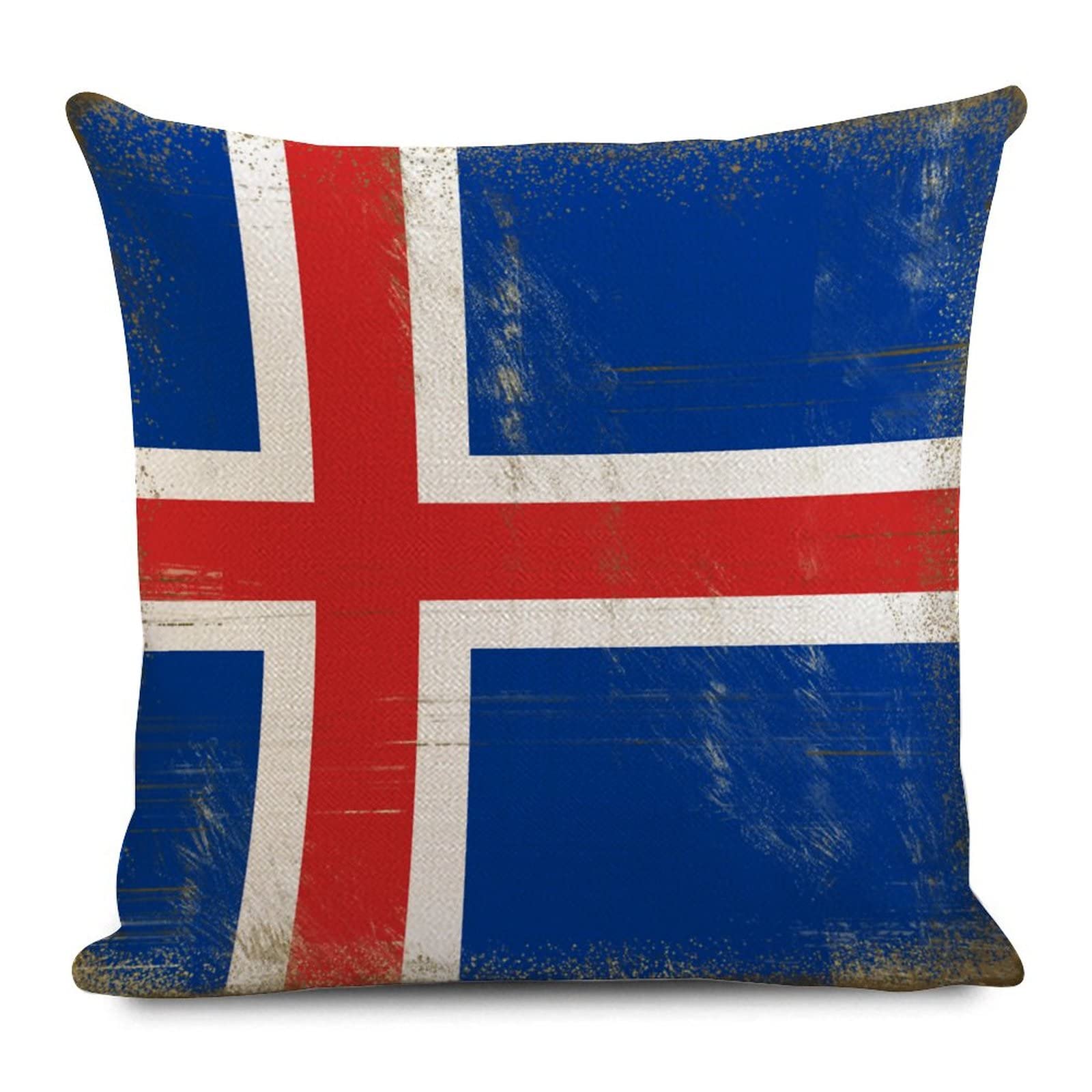 Iceland Decorative Pillow Case Retro Popular Countries National Flags Burlap Linen Pillow Shams 18x18in Popular Countries National Flags Decorative Pillow Cover for Sofa Couch Bedroom Living Room