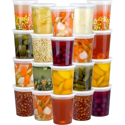 40 Sets (80-Piece) Deli Containers with Lids 32 oz, Leak-Proof & BPA Free Airtight Takeout Plastic Food Storage Containers for Soup, Freezer/Microwave/Dishwasher Safe