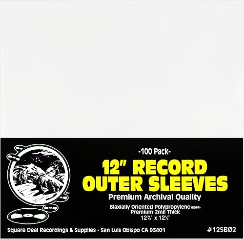 Paquete de 100 fundas exteriores de grabación LP de 12 pulgadas - BOPP de 2 mil - Transparente, corte al ras y protección de calidad de archivo para
