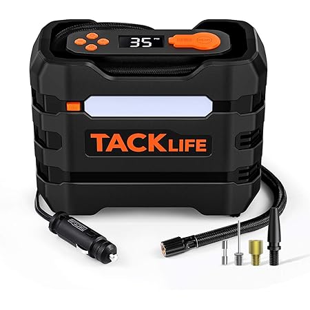 TACKLIFE 12V DC Car Tire Inflator Air Compressor Portable Multifunctional Tire Pump For Car Tires Bike Tires And Other Inflatables