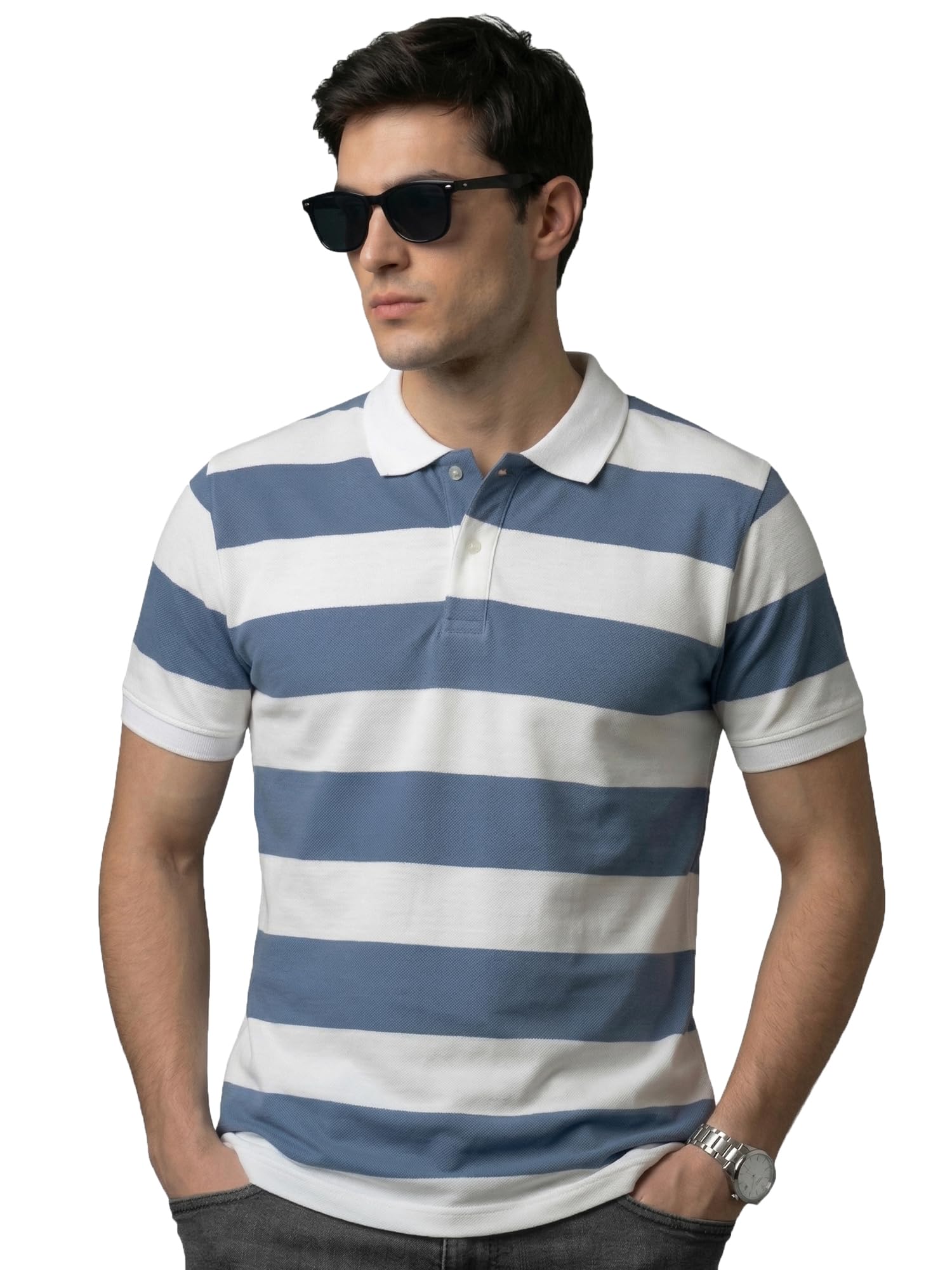 xenovaurban Men's Cotton Rich Polo T-Shirt | Everyday Casual Polo Tshirt for Man with Collar | Regular fit | Breathable and Soft - Post-ALT-COTN-Striped-PAR-picture-27