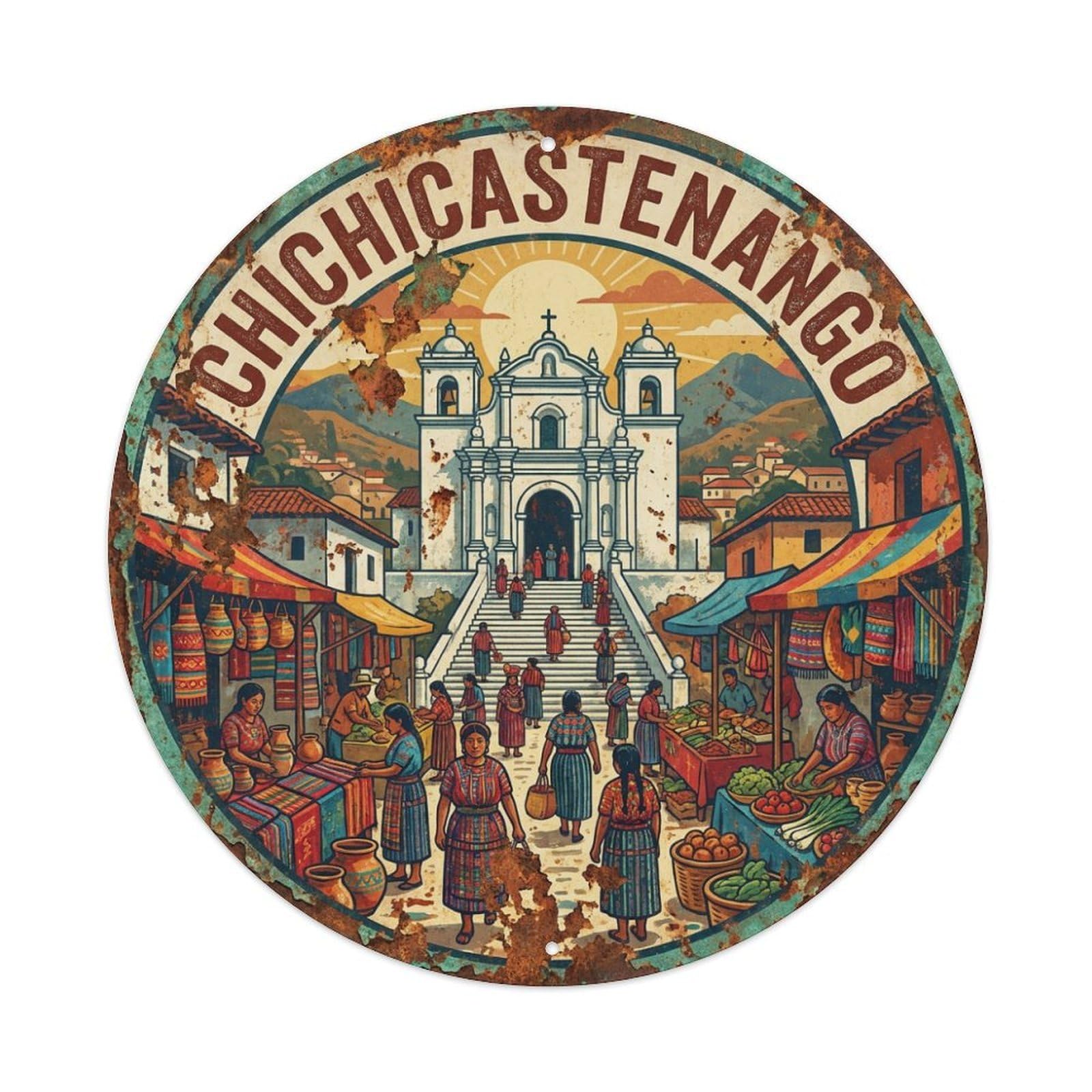 Guatemala Vintage Travel Chichicastenango Metal Tin Sign