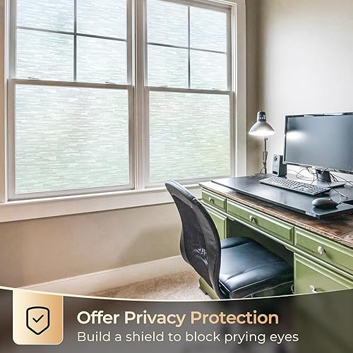 Miniatura 39 de rabbitgoo Película de privacidad para ventana, película de vidrio esmerilado, cubierta de vinilo extraíble para puertas, bloqueo UV, decorativa