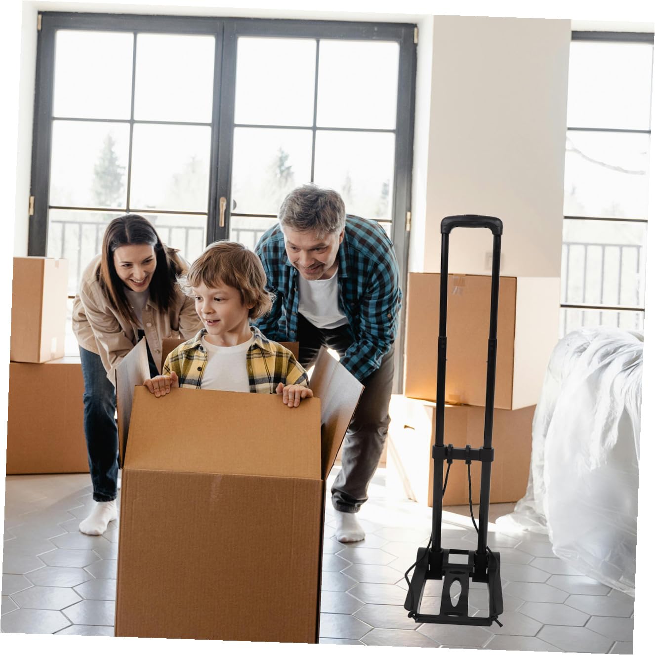 ibasenice Carrito de Compras Plegable Ruedas Dobles, Cordón Elástico Ajustable, Base de Plástico Reforzado, Compacto y Portátil para Equipaje, Mudanzas y Transporte de Comestibles