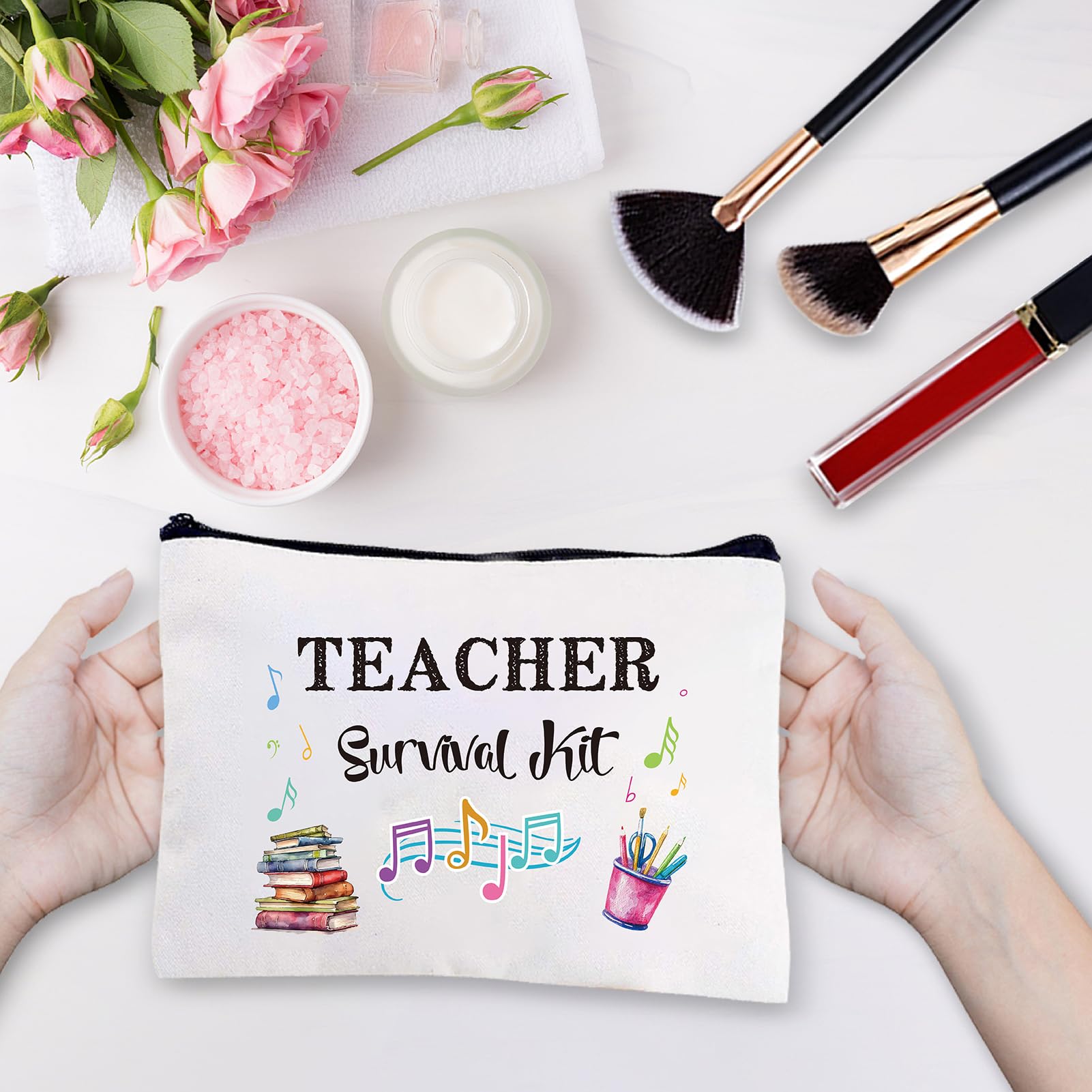 CREATCABIN Best Nurse Ever Bolsas De Maquillaje De Lona Bolsa De Cosméticos Estuche Multiusos Para Bolígrafos Con Cremallera Neceser De Viaje Para Llaves Auriculares Estuche Gracias 10 X 7 Pulgada