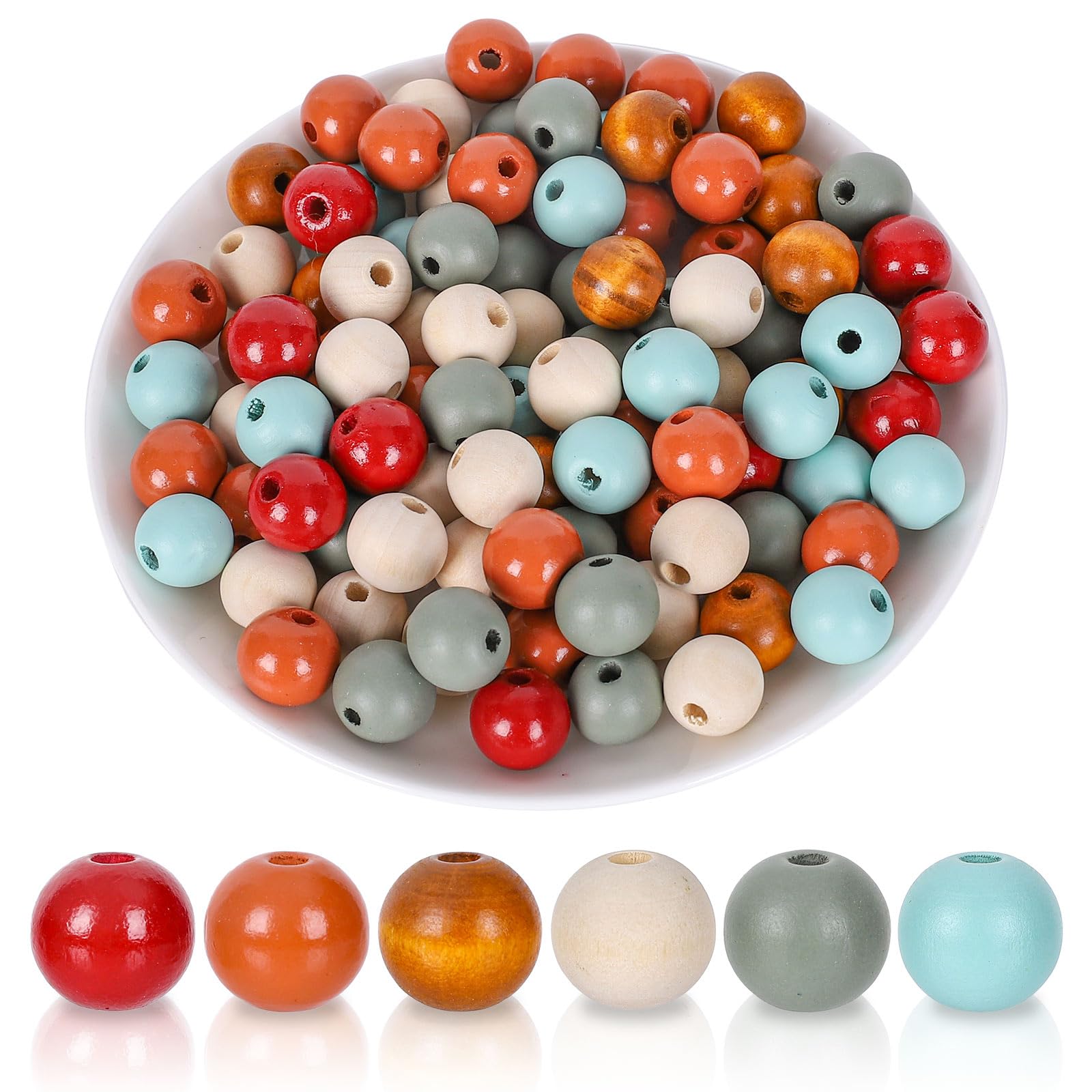 Perles en bois avec trous de 16mm Whaline pour Thanksgiving rustique