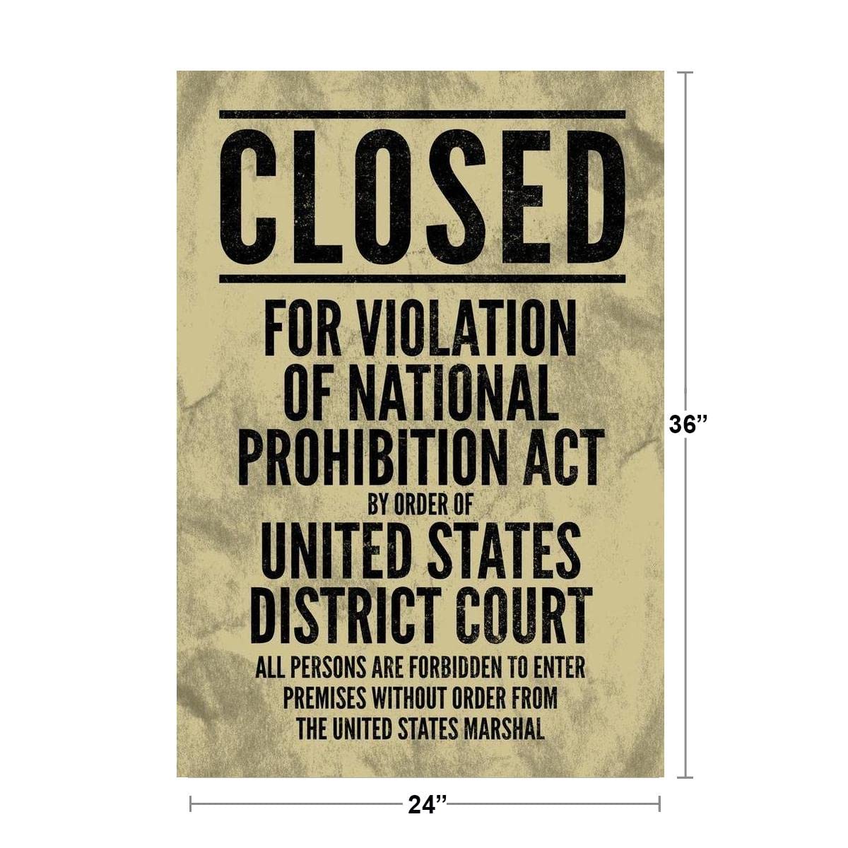 NPA National Prohibition Act Closed For Violation Act Volstead Act 18th Amendment Vintage Style Cool Wall Art Print Poster 24x36