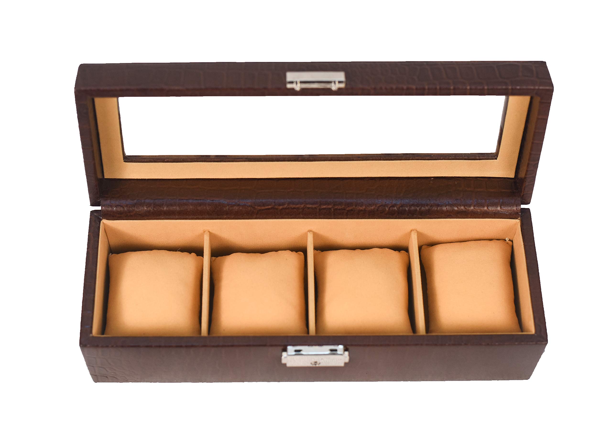 Stones Bridge Genuine Leather Watch Storage Box, 4 Slots Watch Box (Brown) (B08SM46QX8) Amazon Price History, Amazon Price Tracker