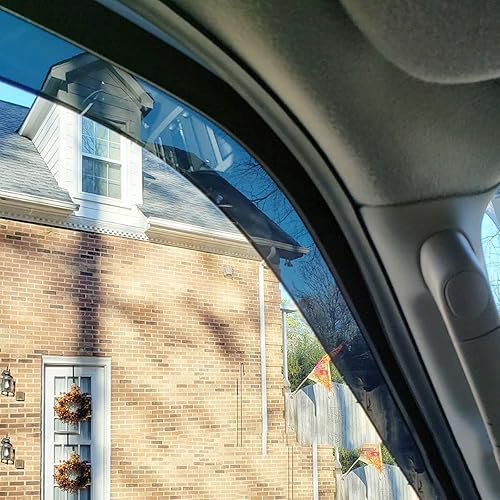 Miniatura 6 de Puermto 94989 - Deflector de viento para ventana lateral, 4 protectores de lluvia con cinta de canal exterior, visera de ventana para Toyota Corolla