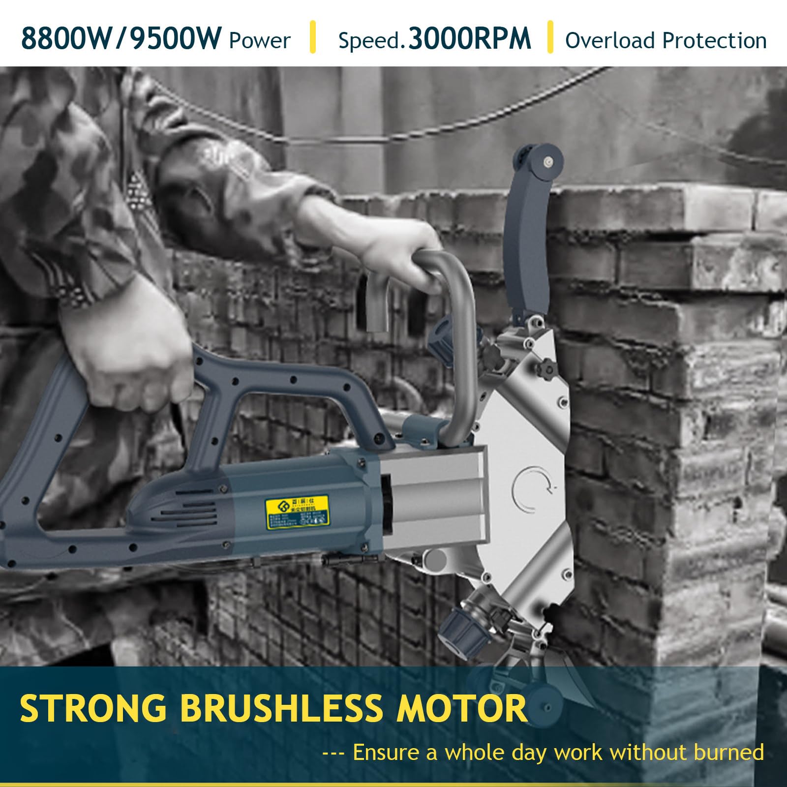 Piła do betonu 270 mm, profesjonalna piła do cięcia kamienia na mokro i sucho, silnik 8800 W/9500 W, w tym diamentowa tarcza murarska, linia wodna i pompa, tnie drewno, metal, plastik,8800W