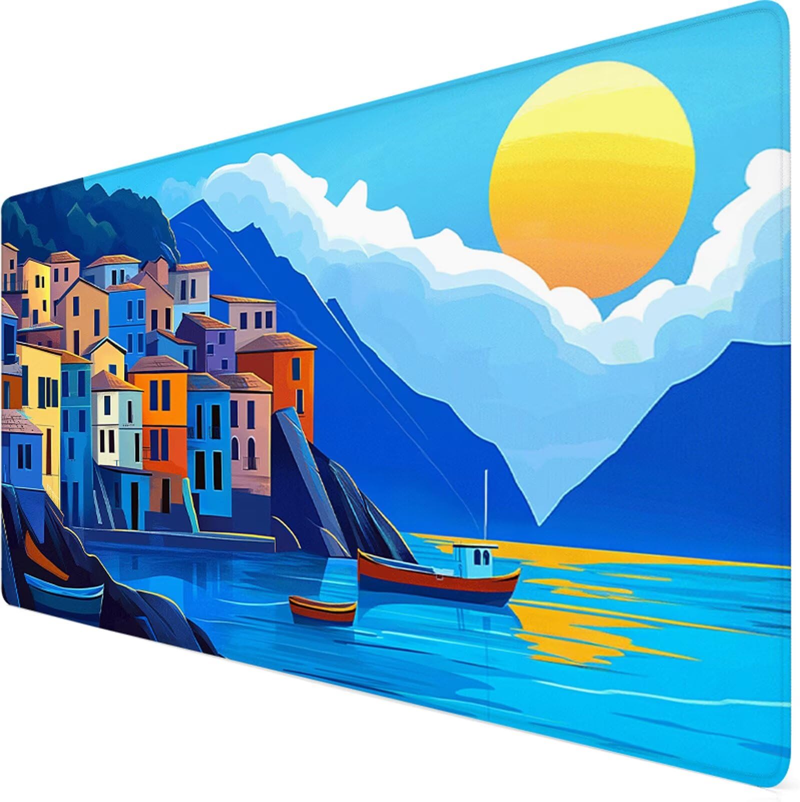 Podkładka pod mysz XXL 1000x500x3mm podkładka pod mysz niebieska podkładka pod mysz Ocean poprawia precyzję i szybkość, wodoodporne antypoślizgowe, szyte krawędzie, akcesoria do gier, komputer
