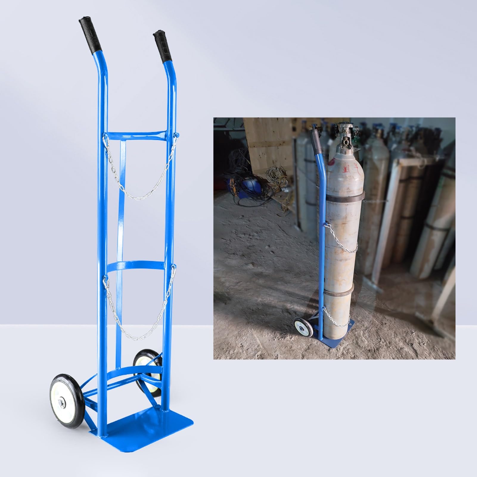 Gas cylinder trolley, Oxygen Cylinder Rack Large Medical Tank Cart Dolly, Propane Hydrogen, Blue Trolley