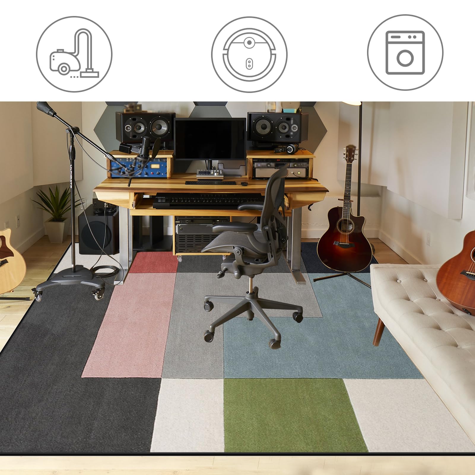 Mata dźwiękoszczelna na baterię, mata antypoślizgowa na baterię elektroniczną, 180 x 160 cm profesjonalny dywanik do perkusji i instrumentów perkusyjnych, dywan perkusyjny