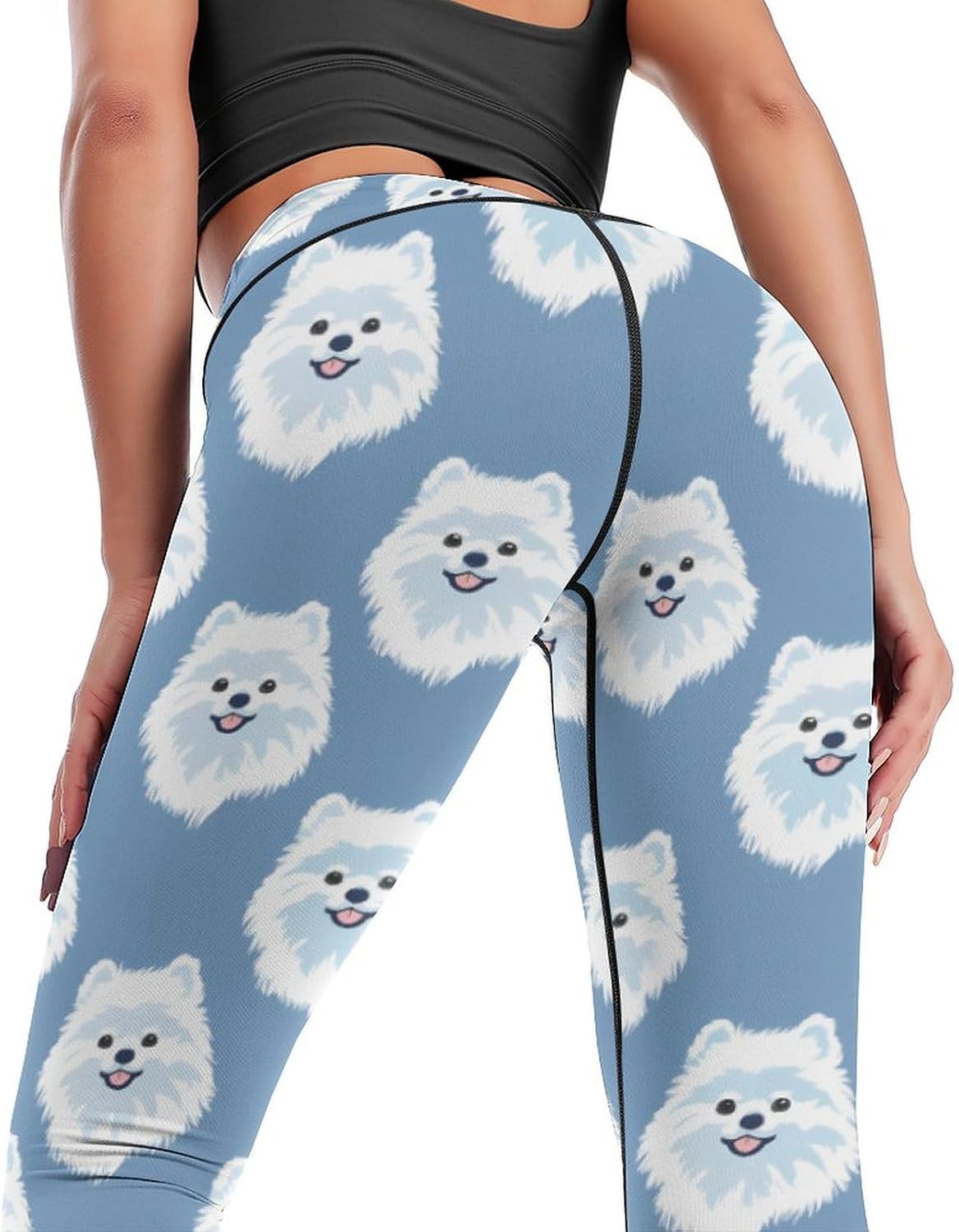 Funny Pomeranian Dog Yoga Pants Women High Waisted Leggings Workout Athletic Lounge Pant