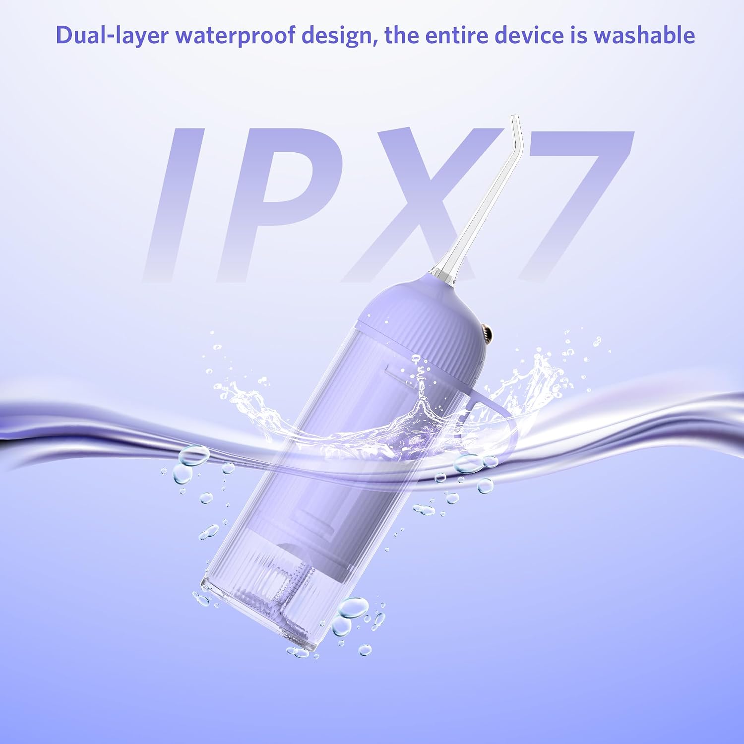 BESTEK Water Dental Flosser Teeth Pick: Cordless Portable Oral Irrigator with 4 Jet Tips, Rechargeable IPX7 Waterproof Water Flosser for Teeth, Gums, Braces Care and Travel - Violet
