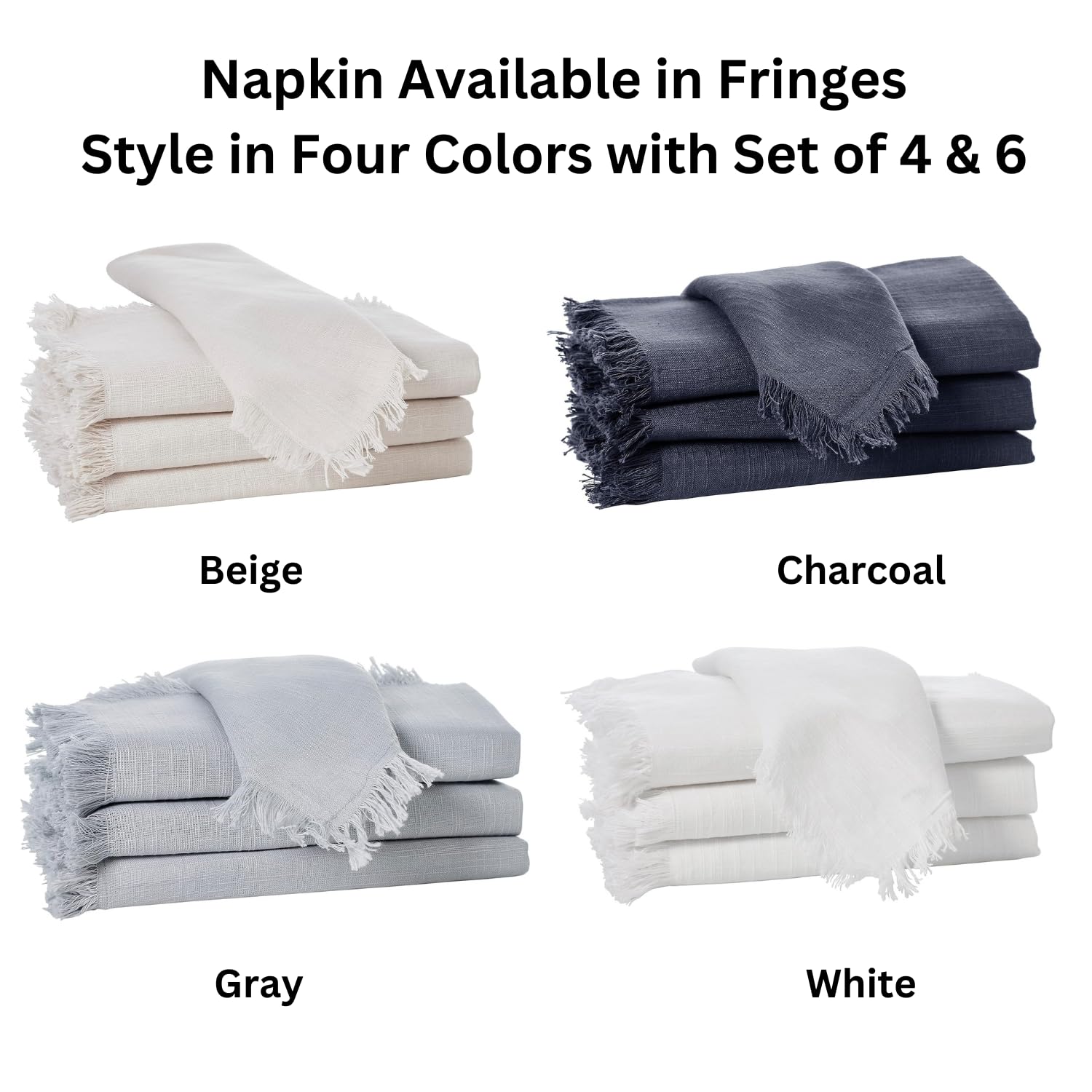 Penguin Home® Set of 6 Cotton Napkin, Grey, 40 x 40 cm (Set of 6) - Image 3