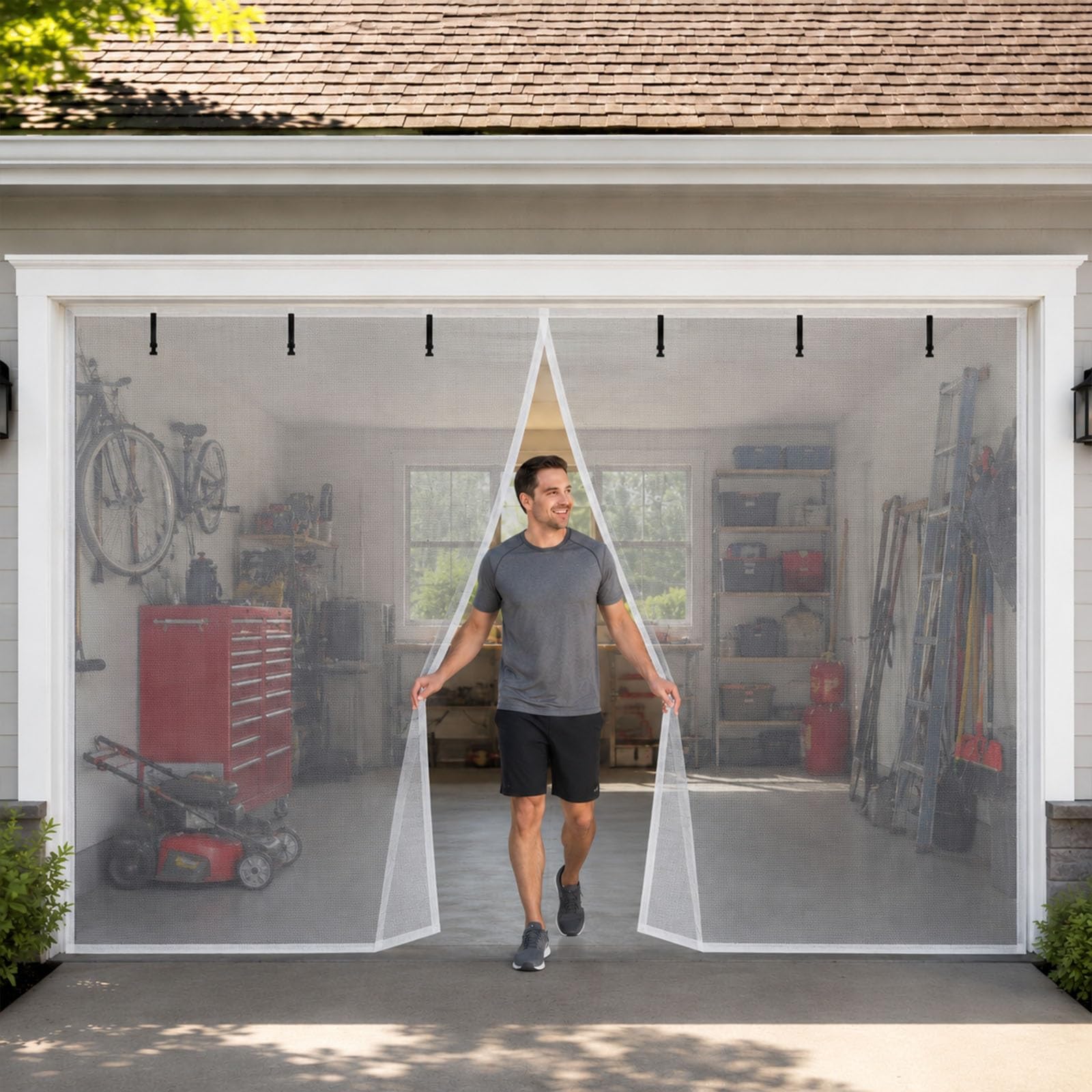 Moustiquaire de garage blanche 500x270cm haut de gamme en fibre de verre