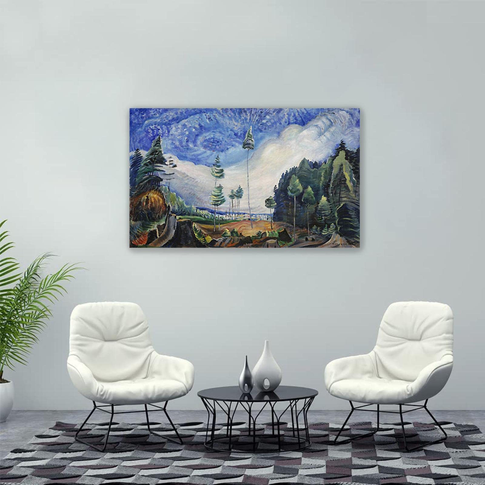 Emily Carr Pintura Reproducción de Carteles Cuadro en lienzo-impresión Obras de Arte-listo para colgar Cuadros famosos impreso sobre lienzo(Sacrificios de madereros)50x85cm(20x33in)Enmarcado