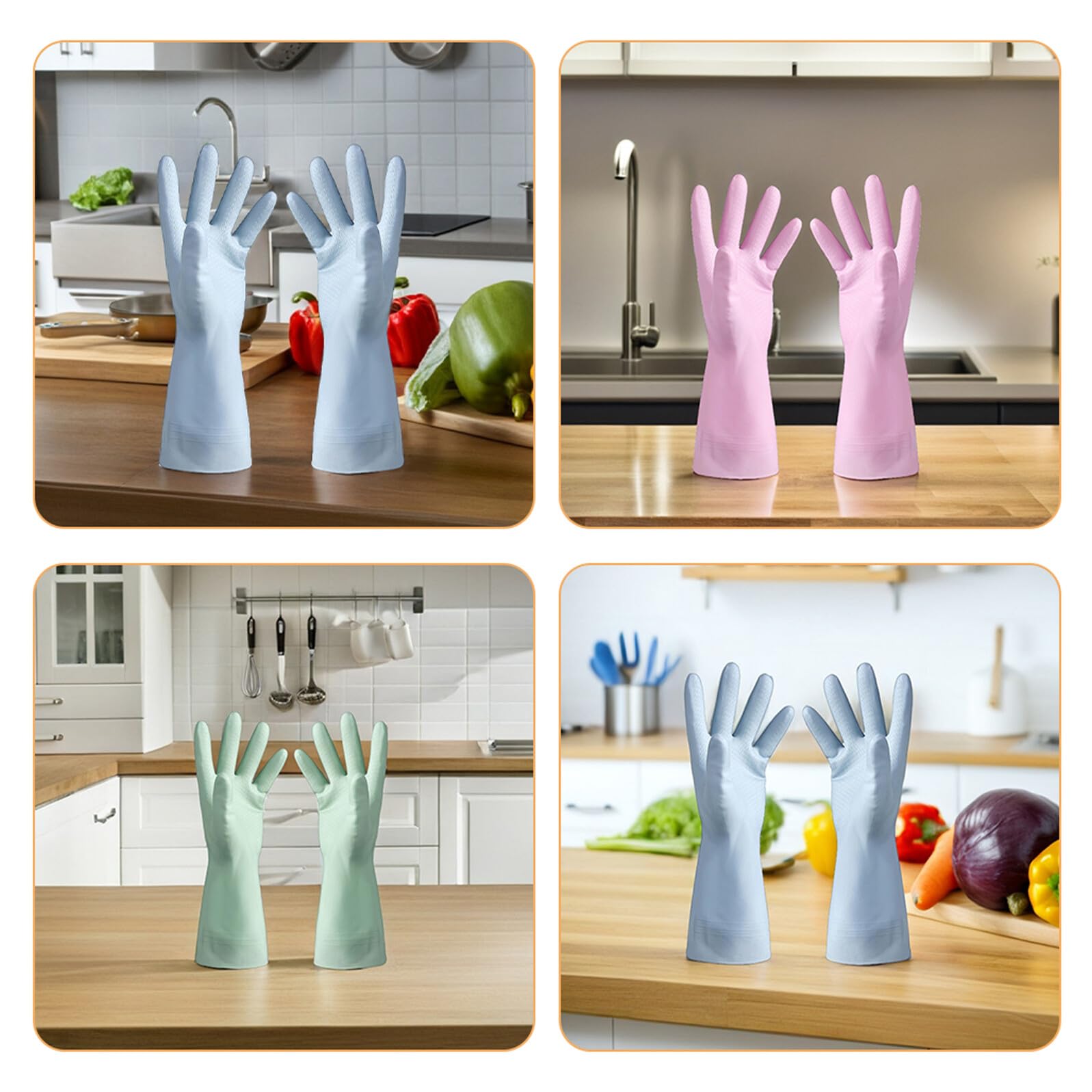 6 Paia Guanti di Pulizia riutilizzabili Guanti da Cucina riutilizzabili in Cucina PVC