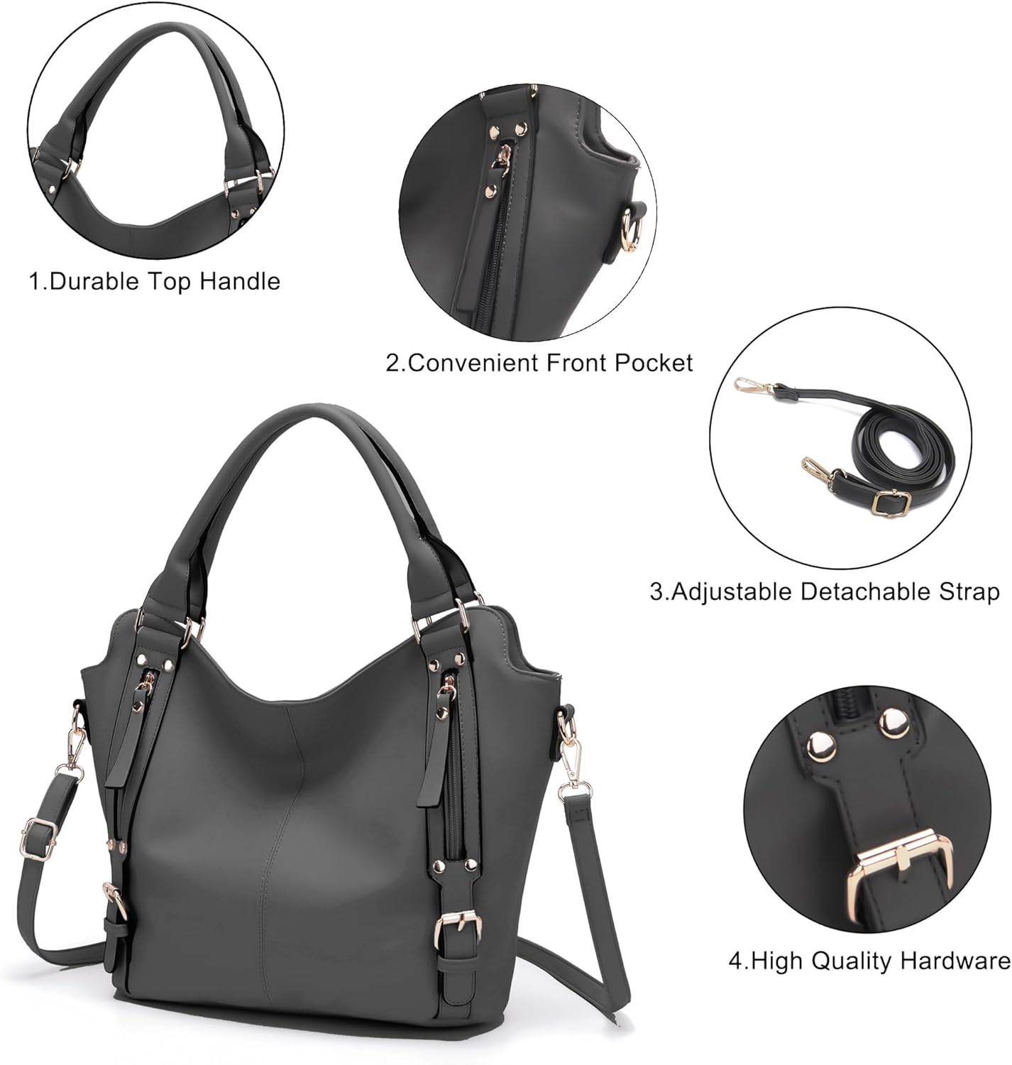 soperwillton Purses for Women Large Shoulder Handbag Tote PU Leather Hobo Crossbody Bag Ladies Wallet Set 4pcs
