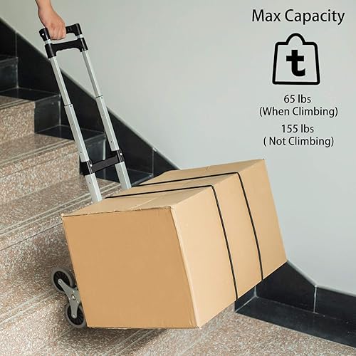 Miniatura 9 de FULLWATT - Carretilla de mano plegable de 264 libras de capacidad, de aluminio con mango telescópico y ruedas de goma