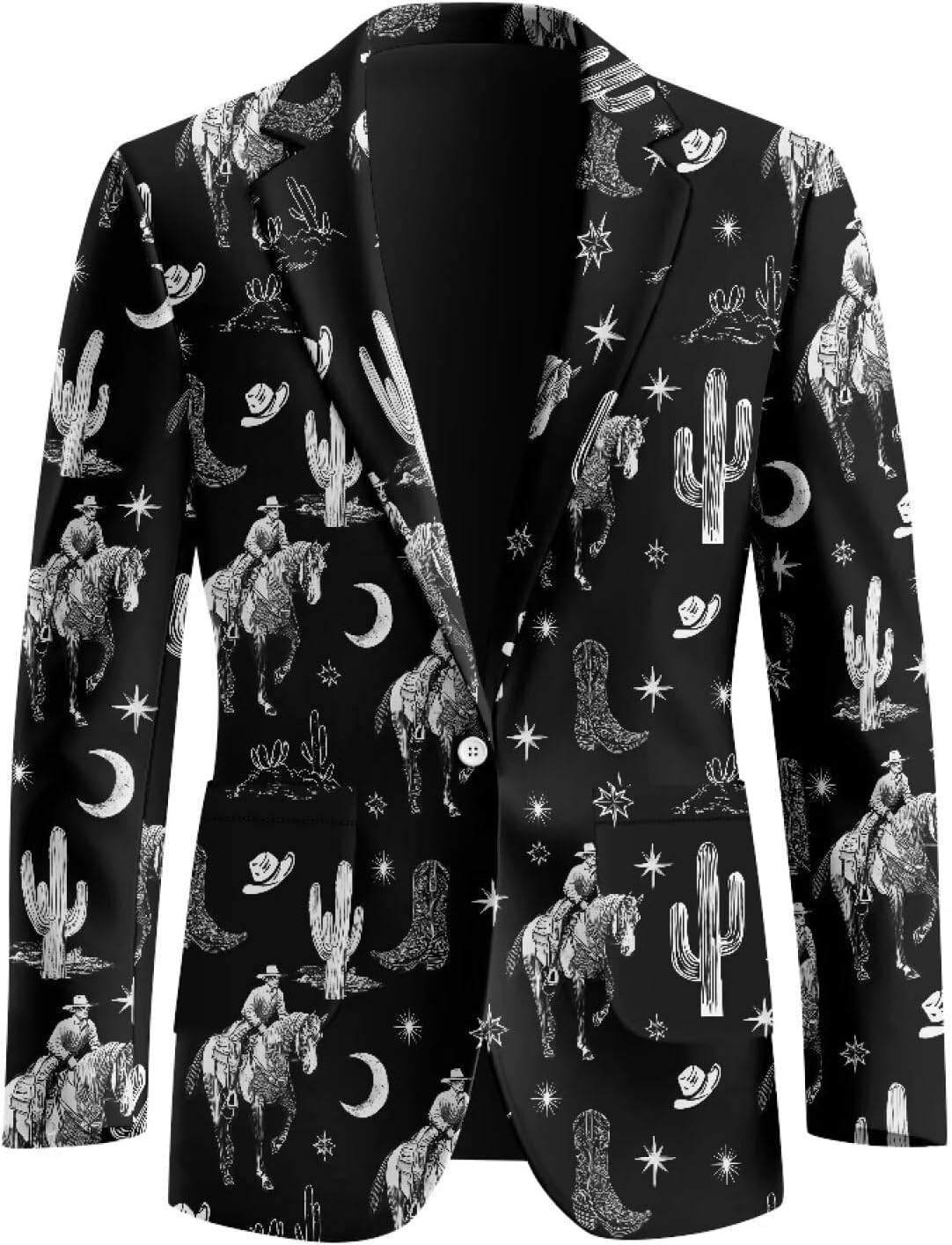 Men's Casual One Button Slim Fit Patterned Blazers Notch Lapel Suits with Front Pockets Travel Formal Sport Jacket