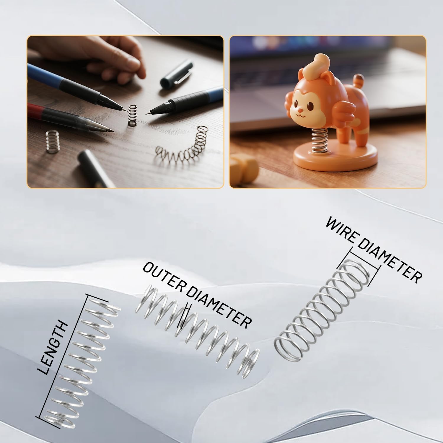 Rustark 100Pcs 5 Sizes 1mm WD 8mm OD Compression Springs Assortment Kit Mini Stainless Steel - View #2