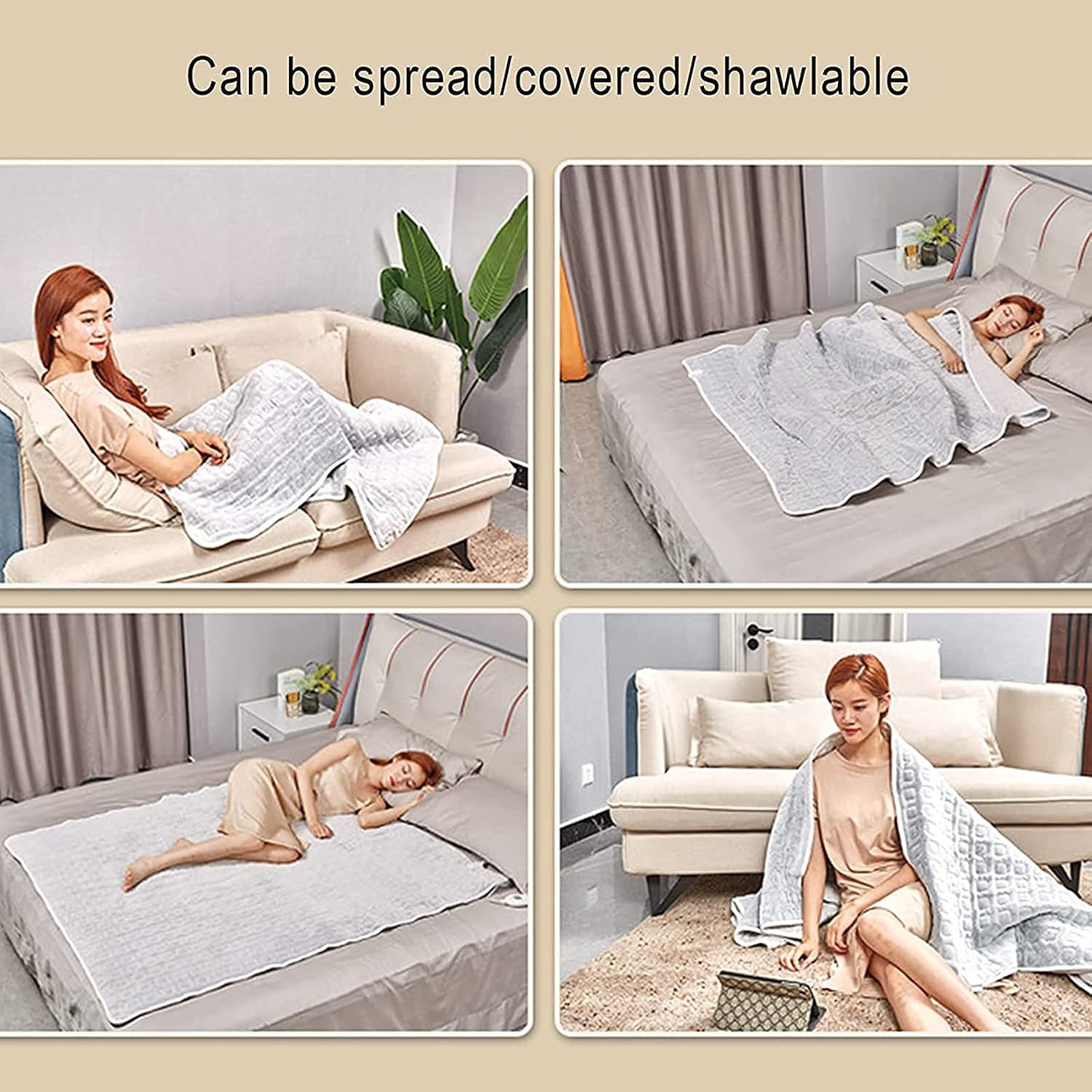 Electric Blanket Heated Underblanket, Heating Pad with Fast Heating, Thermostat, 3 Heating Levels and Overheat Protection, 152 X 127Cm, 100% Polyester, Washable