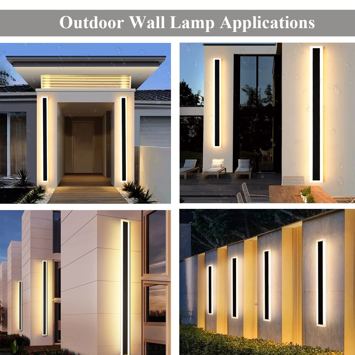 IP65 Waterproof Outdoor Lighting Aipsun 2 Packs Black Outdoor Wall ...