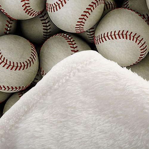 Miniatura 6 de Mugod Manta de béisbol con ilustración 3D de vista panorámica de cientos de pelotas de béisbol, decorativa, suave, cálida, acogedora, de franela,