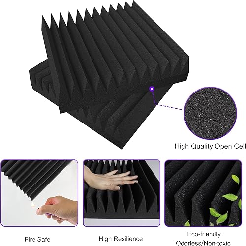 Miniatura 4 de TroyStudio Paneles de espuma acústica gruesa, 30 x 30 x 7.6 cm, 12 piezas de espuma absorbente de sonido de banda ancha, almohadilla insonorizada